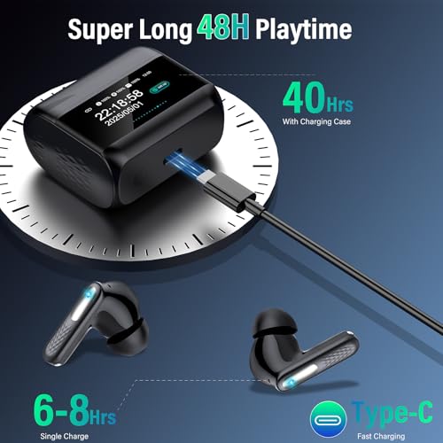 Wireless Earbuds, Bluetooth 5.4 Headphones In Ear with Multifunctional Touchscreen, 48H HiFi Stereo Bluetooth Ear buds with ANC/ENC Noise Cancelling, 5 EQ Modes, IP7 Waterproof Bluetooth Earphones - Image 10