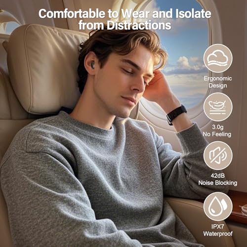 Wireless Sleep Earbuds with Smart Touch Screen, Bluetooth 5.4 Headphones In Ear with ENC Noise Cancelling Mic, 48H Sleep Headphones with 5 EQ Modes, HiFi Stereo IP7 Waterproof Mini Ear Buds, Black - Image 6