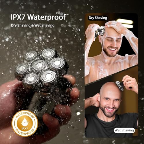 EenaPey Electric Head Shavers for Men:5 in 1 Electric Razor for Bald Men with 7D Floating Head-IPX7 Waterproof Wet/Dry LED Display and Type C Rechargeable Grooming Kit Used for Face/Head/Scalp - Image 15