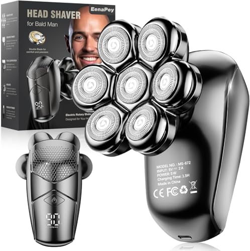 EenaPey Electric Head Shavers for Men:5 in 1 Electric Razor for Bald Men with 7D Floating Head-IPX7 Waterproof Wet/Dry LED Display and Type C Rechargeable Grooming Kit Used for Face/Head/Scalp - Image 10