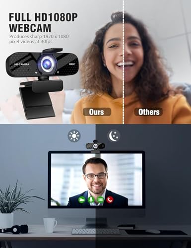 TRAUSI 1080P HD Webcam with Microphone, Noise Cancellation, Privacy Cover, Wide-Angle Lens, Auto Light Correction, Plug & Play USB Webcam for Laptop, Desktop, PC, Mac, Zoom, Skype, Streaming Black - Image 4