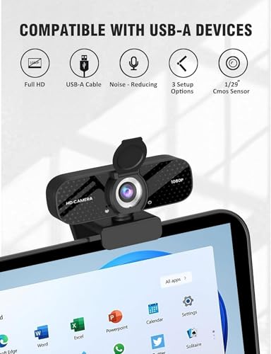 TRAUSI 1080P HD Webcam with Microphone, Noise Cancellation, Privacy Cover, Wide-Angle Lens, Auto Light Correction, Plug & Play USB Webcam for Laptop, Desktop, PC, Mac, Zoom, Skype, Streaming Black - Image 5