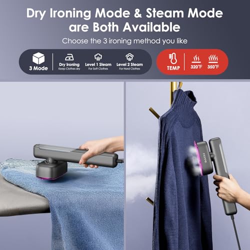 FEPPO Travel Steamer for Clothes, 110-240V Dual Voltage Handheld Clothes Steamer, 2in1 Portable Mini Steamer & Iron, 1100W Steamer Clothing, 15S Fast Heat Up, Garment Steamer for Global Travel & Home - Image 6