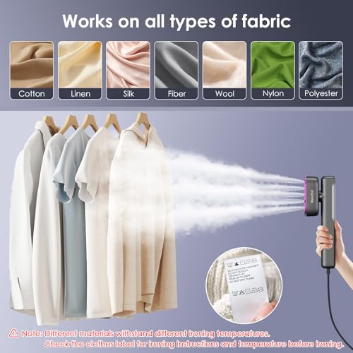 FEPPO Travel Steamer for Clothes, 110-240V Dual Voltage Handheld Clothes Steamer, 2in1 Portable Mini Steamer & Iron, 1100W Steamer Clothing, 15S Fast Heat Up, Garment Steamer for Global Travel & Home - Image 7