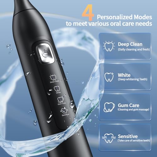 OasiSmile Sonic Electric Toothbrush - 42000 VPM Powerful Deep Clean, Rechargeable Toothbrush with 6 Brush Heads, 120 Days Long Battery, IPX7 Waterproof with 2-Min Timer, Perfect for Home & Travel - Image 4