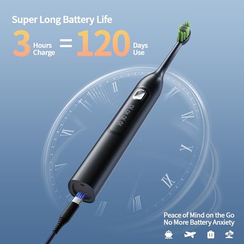 OasiSmile Sonic Electric Toothbrush - 42000 VPM Powerful Deep Clean, Rechargeable Toothbrush with 6 Brush Heads, 120 Days Long Battery, IPX7 Waterproof with 2-Min Timer, Perfect for Home & Travel - Image 7