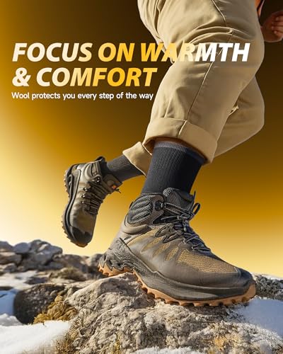 PULIOU Merino Wool Socks Men Women,Cushion Moisture Wicking Breathable Outdoor Multipack Hiking Trekking Walking Athletic Work thermal warm winter,3 pairs - Image 6