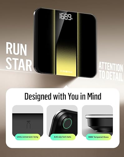 RunStar Digital Bathroom Scale for Body Weight with High Precision, Clear LED Backlight Display, Accurate Scale with 6mm Tempered Glass, 400lb - Image 8
