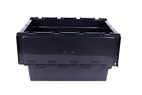 Tough Crates 5 x Heavy Duty Plastic Storage Boxes Black With Attached Lids Tote Boxes (60 Litre) - Image 10