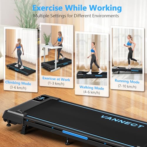 VANNECT 4 in 1 Walking Pad with 9% Incline, 1-10KM/H Walking Treadmill for Home with 330LBS Capacity, 2.75HP Upgraded Portable Under Desk Running Machine with Magnetic Remote Control, LED Display - Image 3