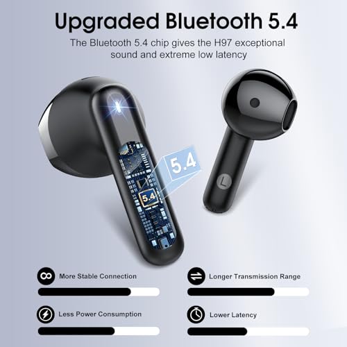 Wireless Earbuds, Bluetooth 5.4 Earphones with HiFi Stereo, Bluetooth Earbuds with 4 ENC Noise Cancelling Mic, 40H Playtime in Ear Earphone, IP7 Waterproof Headphones Lightweight LED Display USB-C - Image 5
