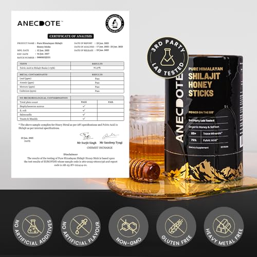 Anecdote Pure Himalayan Shilajit Honey Sticks with Organic Honey & Saffron | Boosts Stamina | Supports Immunity | 75% Fulvic Acid, 85+ Trace Minerals | No Added Sugar | 30 Sticks - Image 10