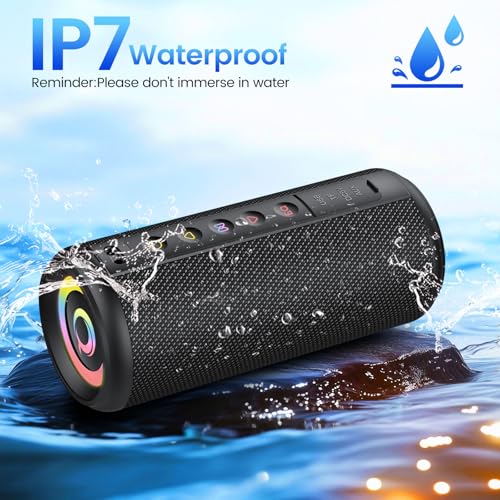 Portable Bluetooth Speaker with Loud Stereo Sound, Bluetooth 5.4 Speaker Wireless with 4 RGB Lights, TWS Pairing, 3 EQ Modes, Built-in Mic, IP7 Waterproof Outdoor Speaker for Party Travel Home Gifts - Image 6