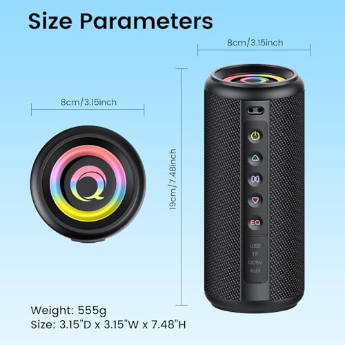 Portable Bluetooth Speaker with Loud Stereo Sound, Bluetooth 5.4 Speaker Wireless with 4 RGB Lights, TWS Pairing, 3 EQ Modes, Built-in Mic, IP7 Waterproof Outdoor Speaker for Party Travel Home Gifts - Image 8