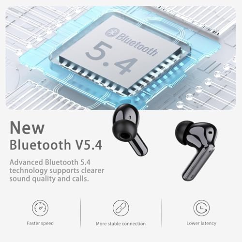 Wireless Earbuds, Bluetooth 5.4 Headphones in Ear 3D Bass Stereo Sound, 40H Wireless Earphones with 4 ENC Noise Cancelling Mic, IP7 Waterproof Bluetooth Earbuds LED, AI-Enhanced Calls for Android iOS - Image 3